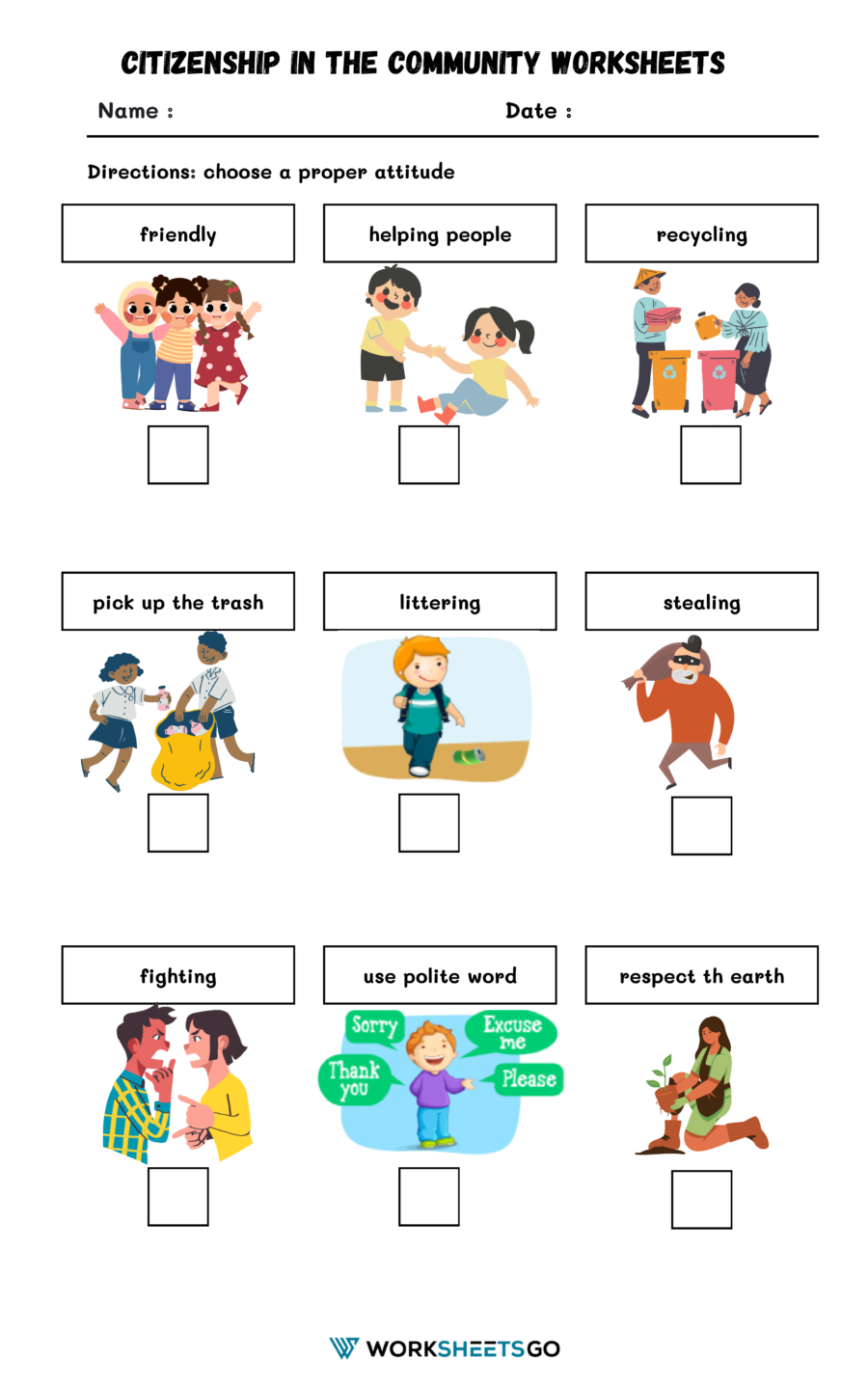 Citizenship In The Community Worksheet