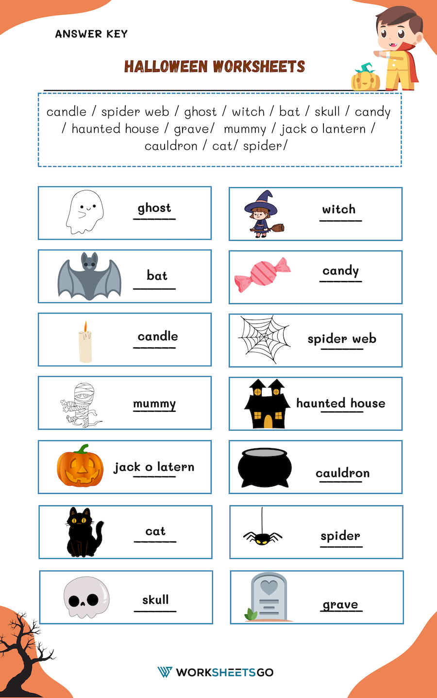 Halloween Worksheet Answer Key