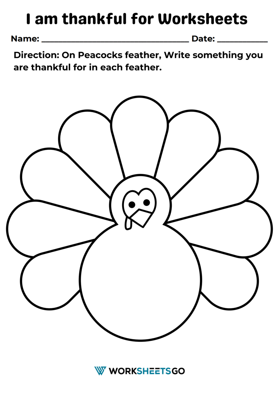 I Am Thankful For Worksheet 1 I Am Thankful For Worksheet 1