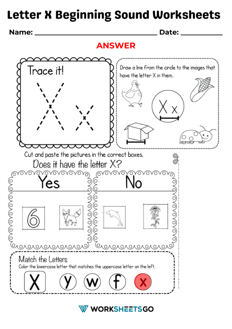 Letter X Beginning Sound Worksheets WorksheetsGO
