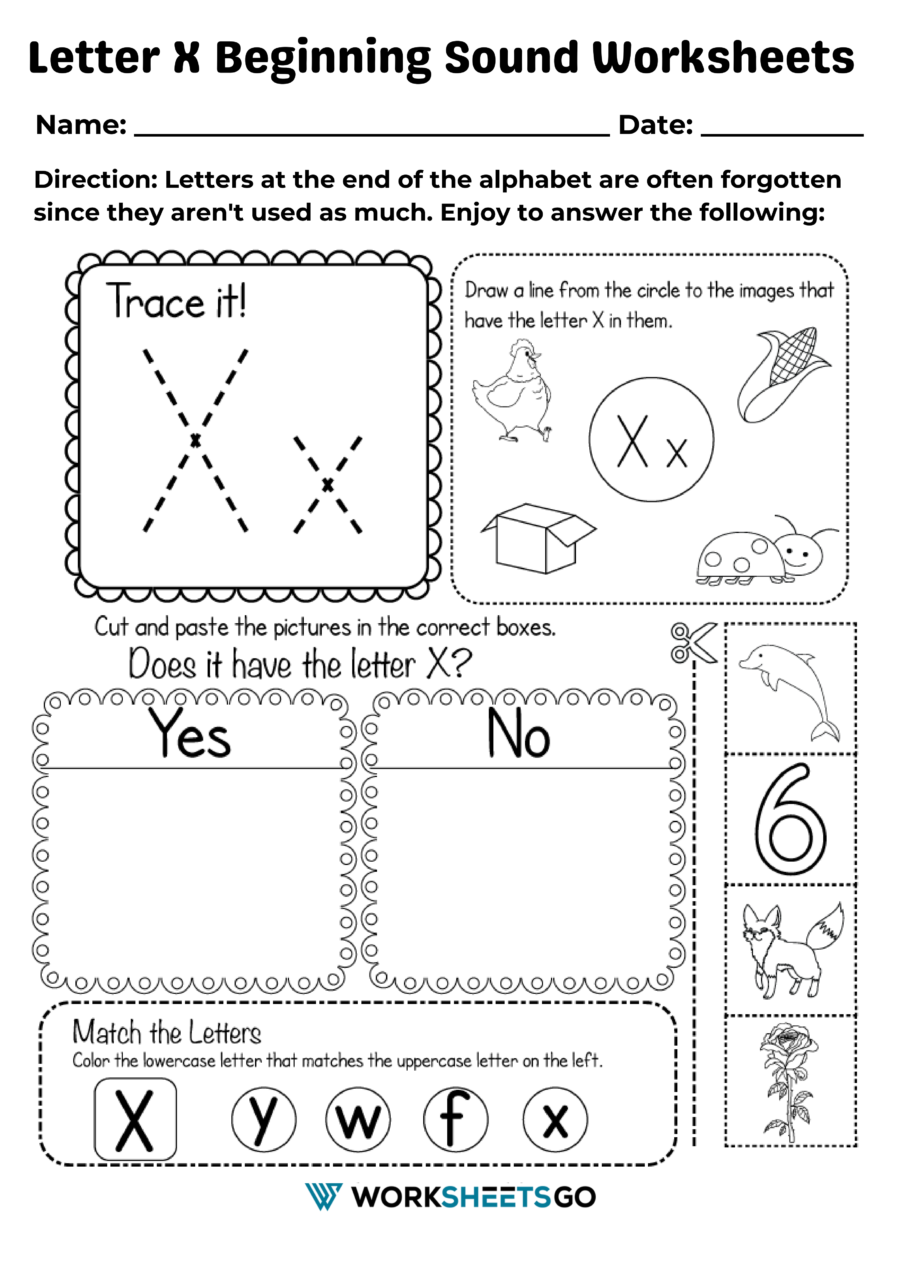 Letter X Beginning Sound Worksheet Letter X Beginning Sound Worksheet