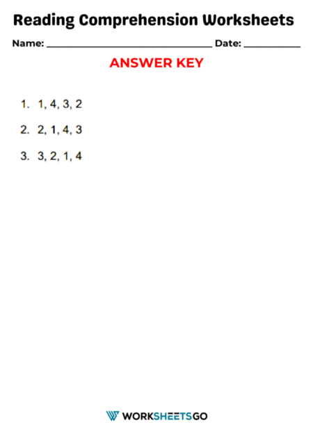 Sequential Events Reading Comprehension Worksheets