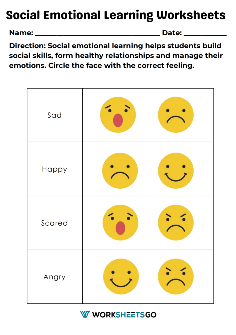 Social Emotional Learning Worksheet