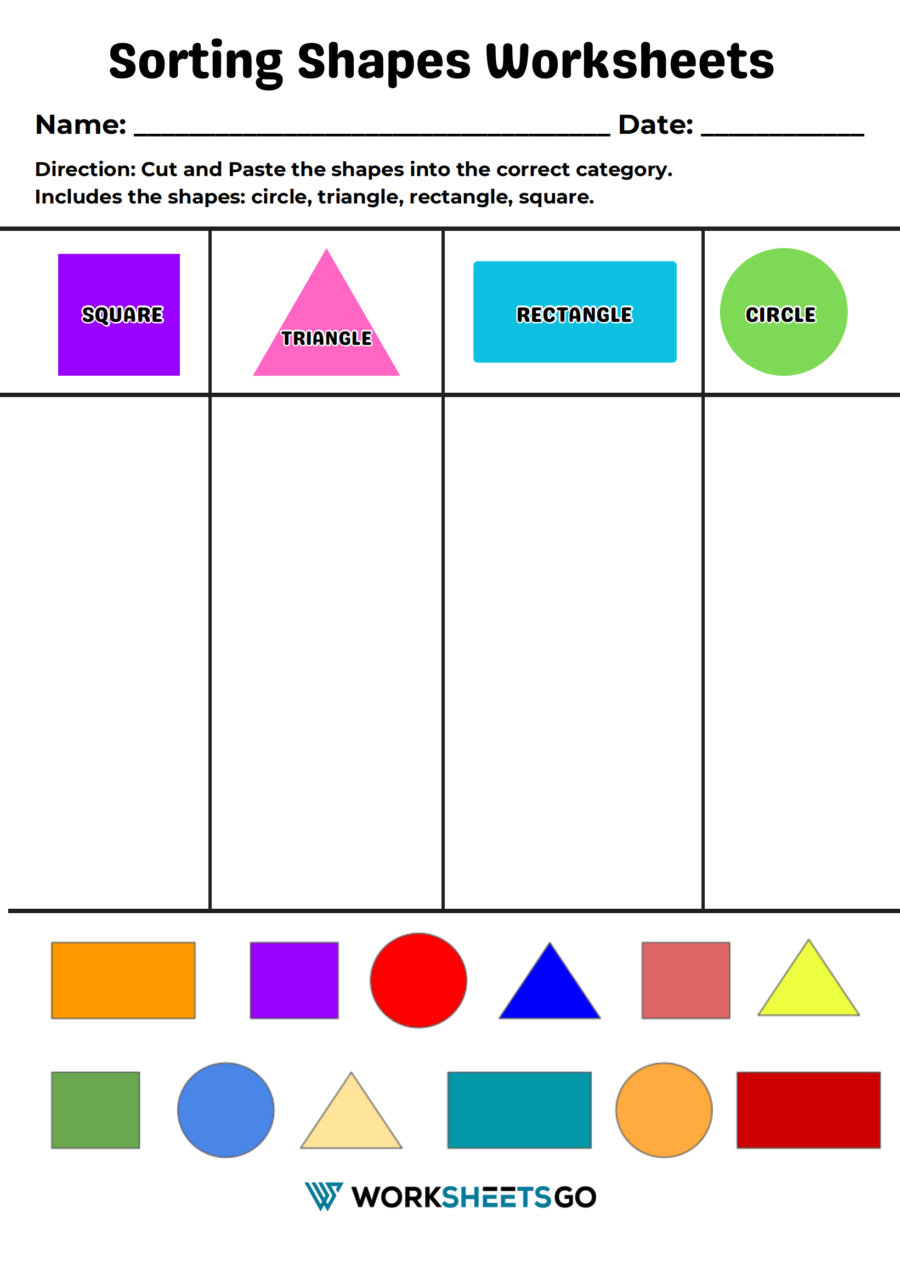 Sorting Shapes Worksheet