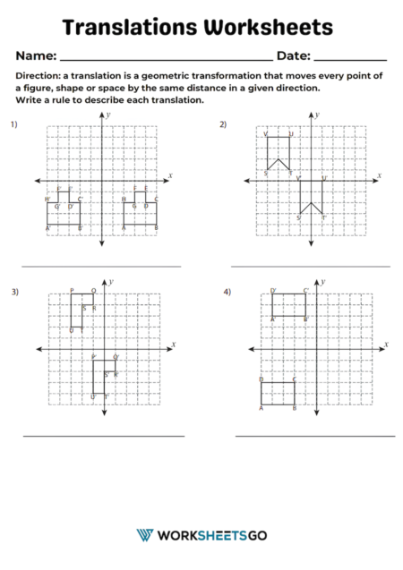 Translations Worksheets