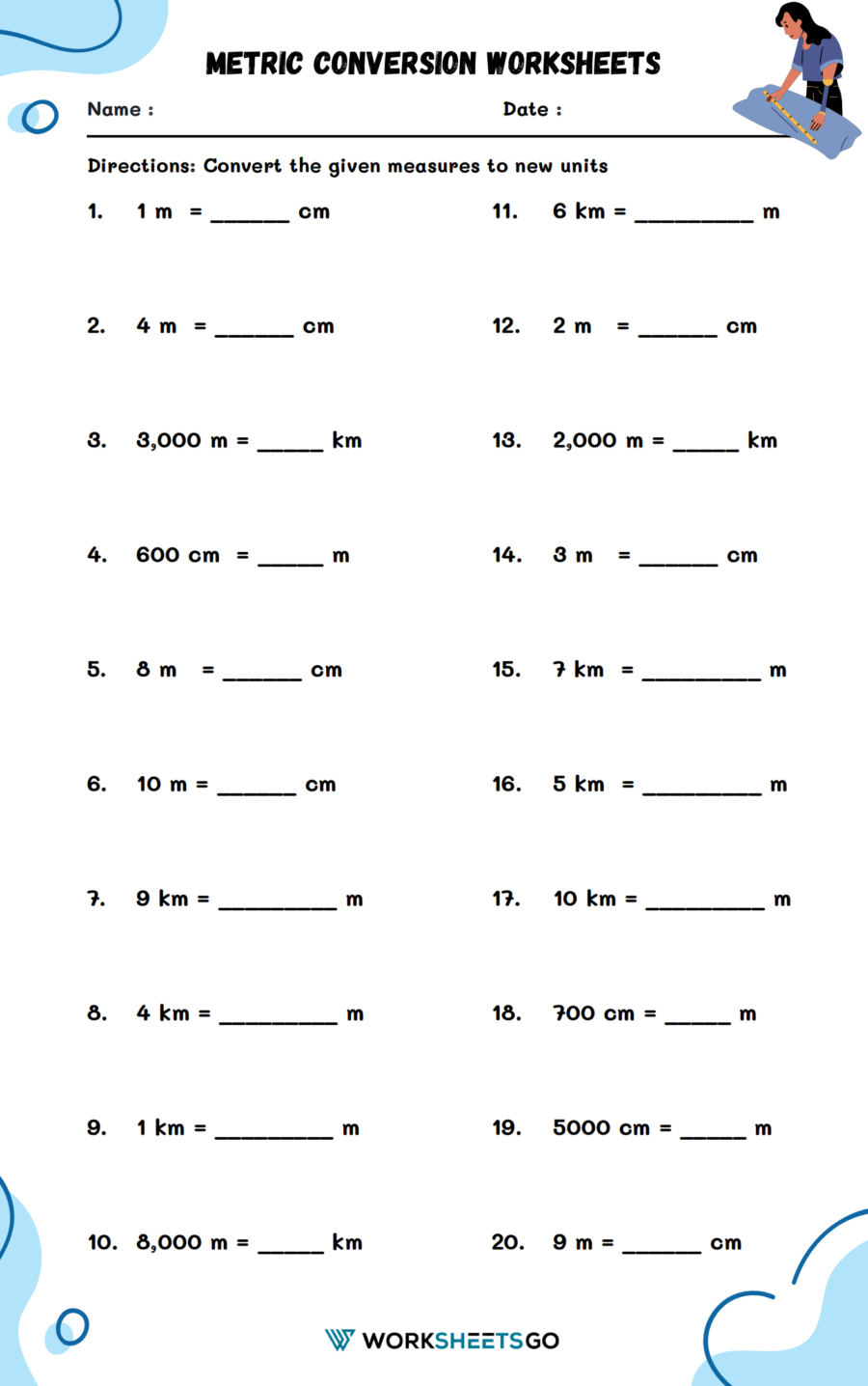 Metric Conversion Worksheets