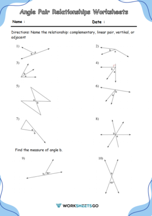 Angle Pair Relationships Worksheets