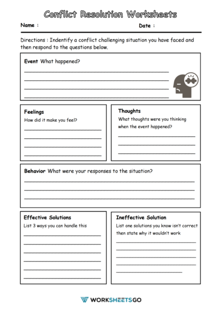 Conflict Resolution Worksheets