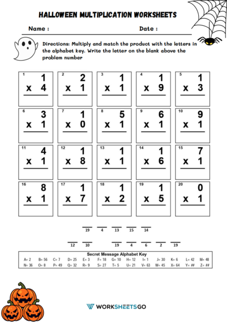 Halloween Multiplication Worksheets