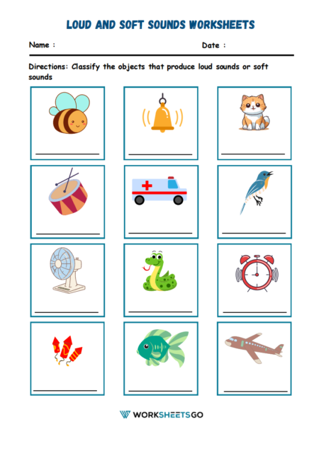 Loud and Soft Sounds Worksheets