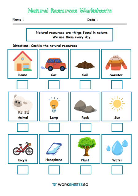 Natural Resources Worksheets