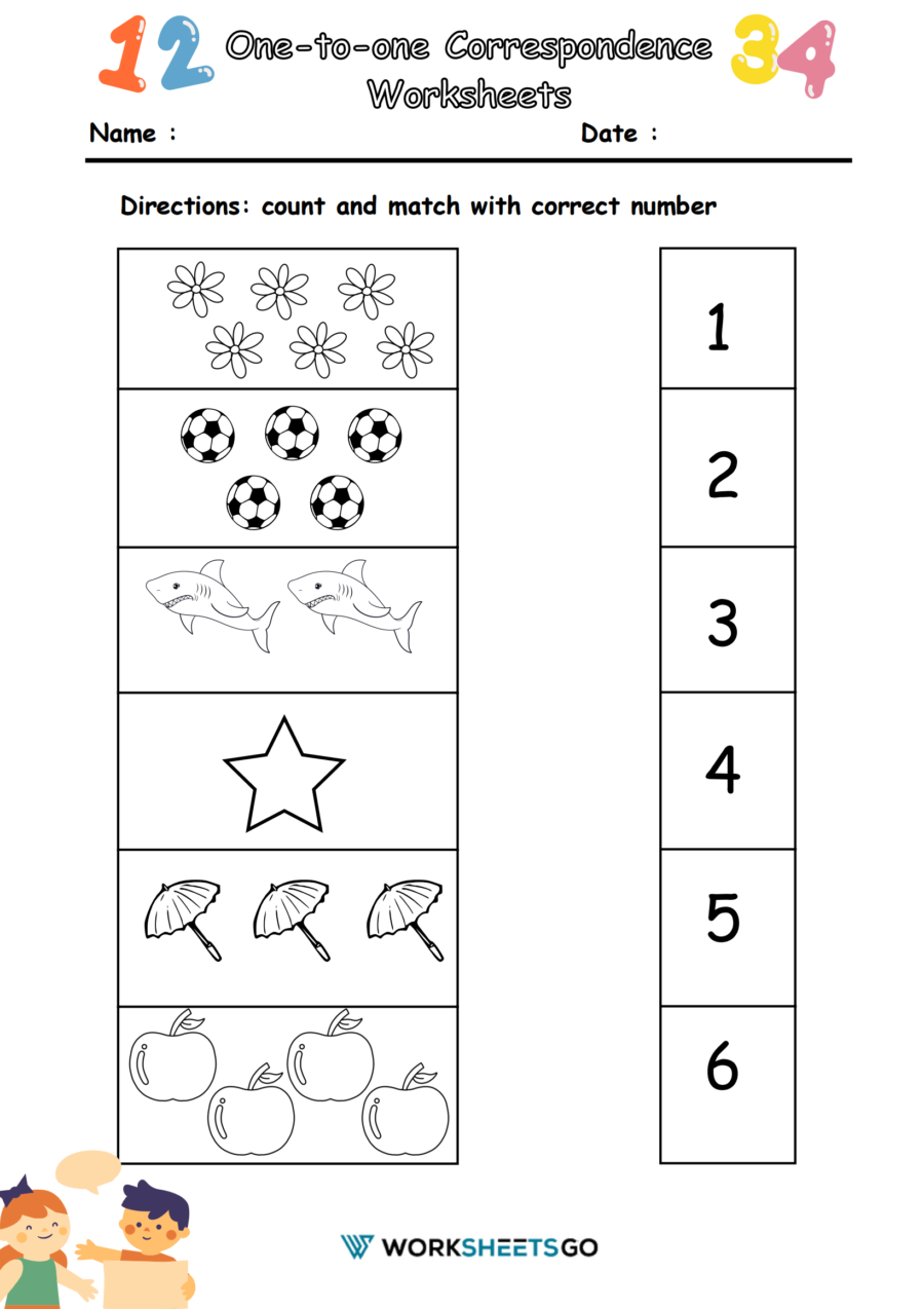 One To One Correspondence Worksheet One To One Correspondence Worksheet