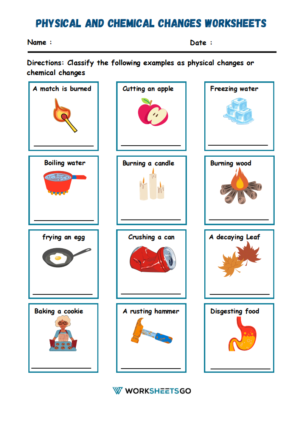 Physical and Chemical Changes Worksheets