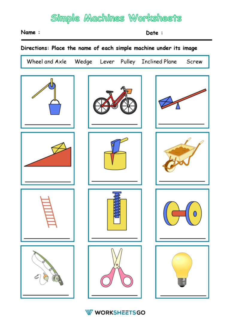 Simple Machines Worksheets WorksheetsGO Simple Machines Worksheets WorksheetsGO