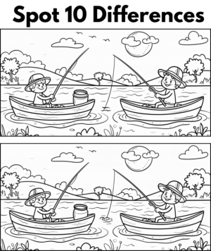 Spot the Difference Picture Puzzles – Fishing, Farm, & Dino