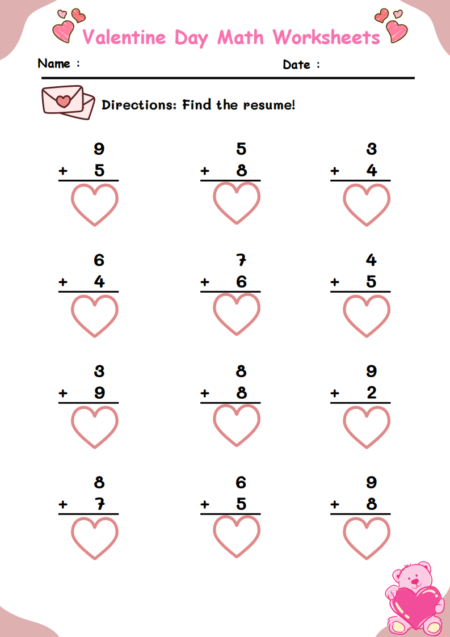 Valentine’s Day Math Worksheets