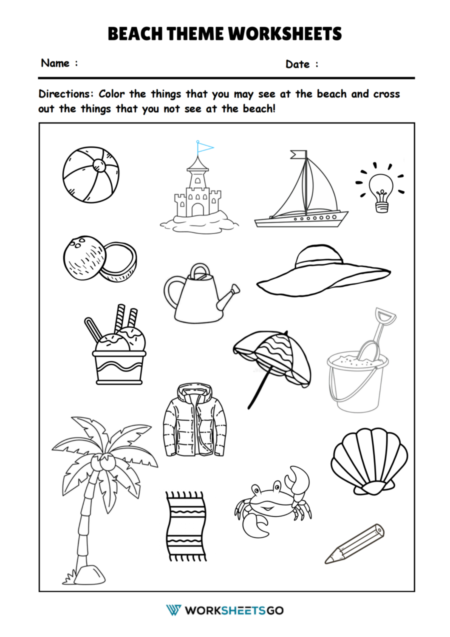 Beach Theme Worksheets