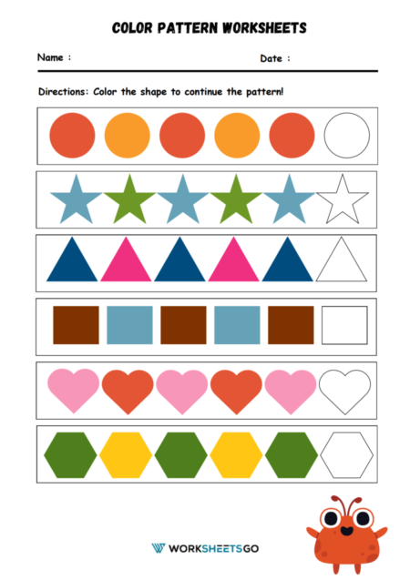 Color Pattern Worksheets