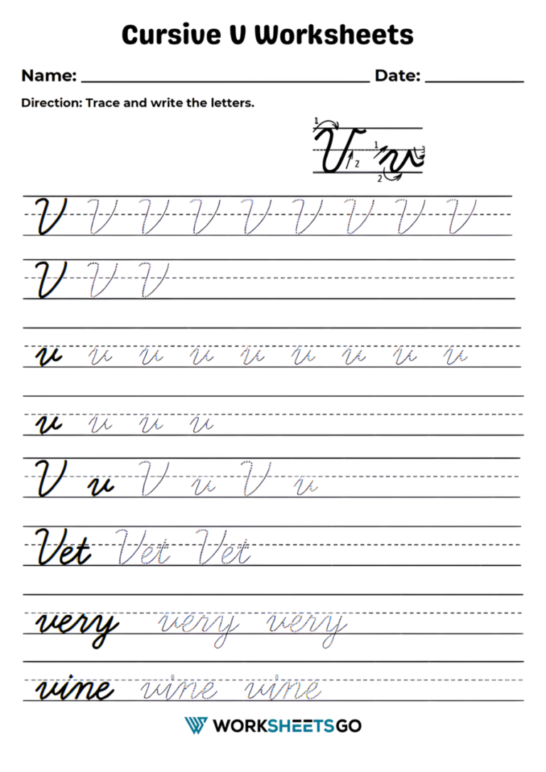 Cursive V Worksheets | WorksheetsGO