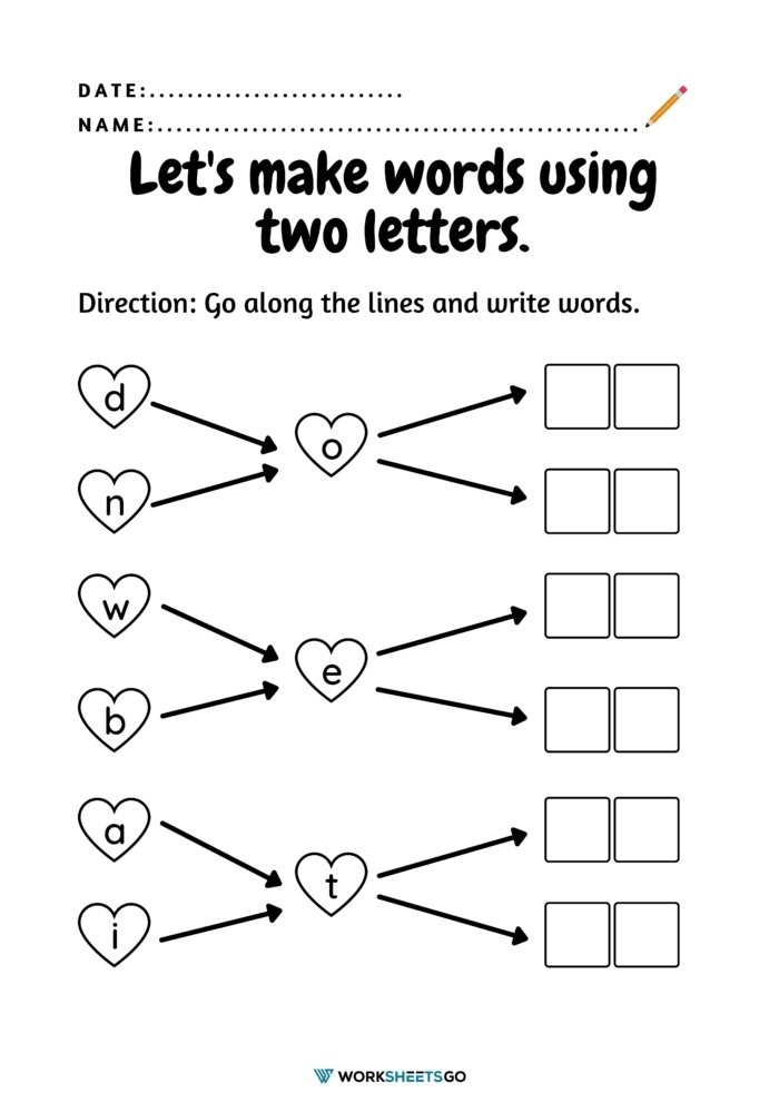 Two Letter Words Worksheet Two Letter Words Worksheet
